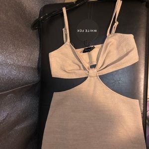 White Fox Boutique Level Headed Midi Dress (Beige)